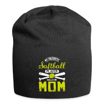 Ma joueuse de softball préférée m’appelle maman - Bonnet en jersey - noir - Devant