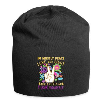 Hippie Peace Groovy Flowerpower Boho Woodstock - Jersey-Beanie - Schwarz - Vorne