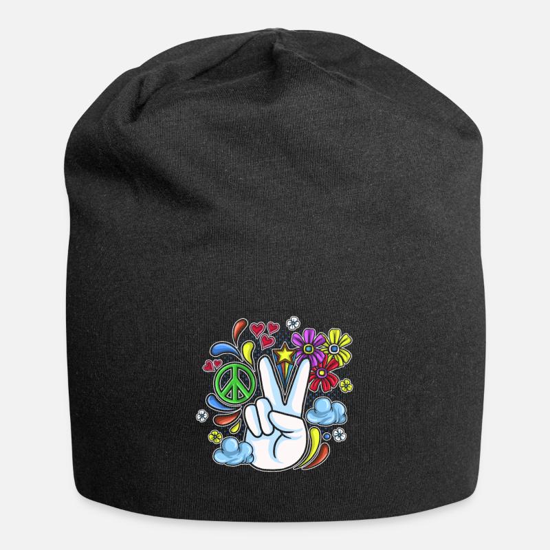 Hippie Geschenk Acidhead Flowerpower Hippi Hippy - Jersey-Beanie - Schwarz