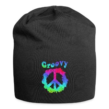 Hippie Tshirt Peace Bewegung Woodstock Boho Groove - Jersey-Beanie - Schwarz - Vorne