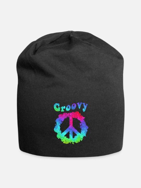 Hippie Tshirt Peace Bewegung Woodstock Boho Groove - Jersey-Beanie - Schwarz