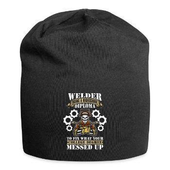 Welder Using A Highschool Diploma Welding Weld - Jersey-Beanie - Schwarz - Vorne