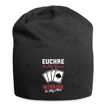 Euchre is My Game Card Game Winner - Jersey Beanie - black - Front