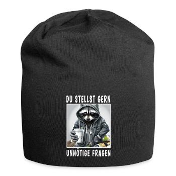Du stellst gern unnötige Fragen - Jersey-Beanie - Schwarz - Vorne