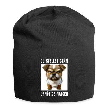 Du stellst gern unnötige Fragen - Jersey-Beanie - Schwarz - Vorne