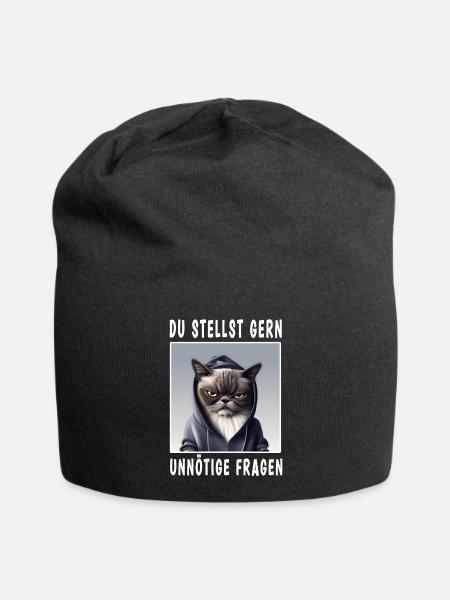 Du stellst gern unnötige Fragen - Jersey-Beanie - Schwarz