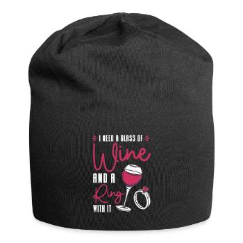 Boire du vin Couple Amateurs de vin Boissons romantiques - Bonnet en jersey - noir - Devant