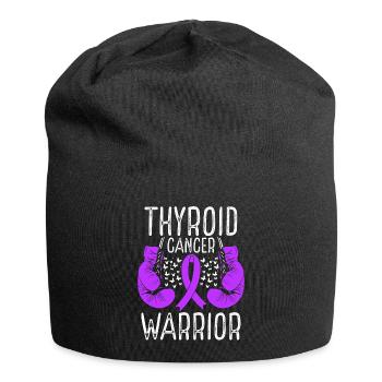 Thyroid Cancer Warrior Awareness Ribbon Gloves - Jersey Beanie - black - Front