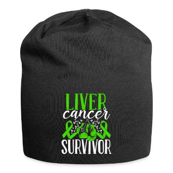 Survivant des gants de ruban de sensibilisation au cancer du foie - Bonnet en jersey - noir - Devant