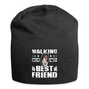 Marcher avec mon meilleur ami berger australien - Bonnet en jersey - noir - Devant