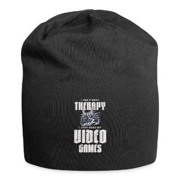 Ich brauche keine Therapie Ich brauche nur meine Videospiele - Jersey-Beanie - Schwarz - Vorne