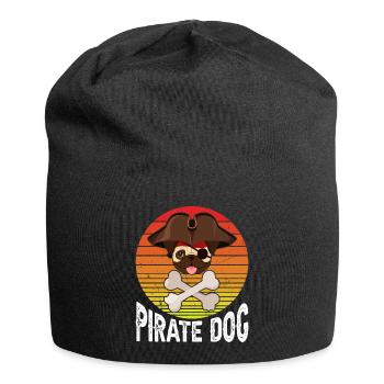 Mops Pirate Dog - Jersey-Beanie - Schwarz - Vorne