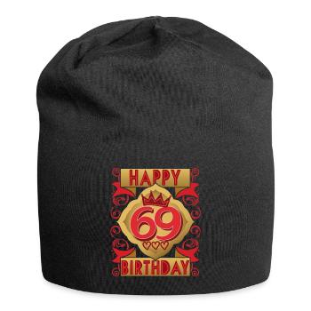 69. Geburtstag 69 Jahre alt Spruch, Vintage-Design - Jersey-Beanie - Schwarz - Vorne