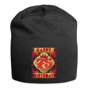 75. Geburtstag 75 Jahre alt Spruch, Vintage-Design - Jersey-Beanie - Schwarz - Vorne