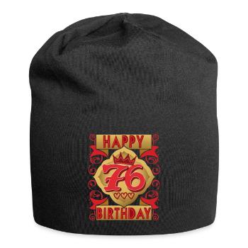 76. Geburtstag 76 Jahre alt Spruch, Vintage-Design - Jersey-Beanie - Schwarz - Vorne