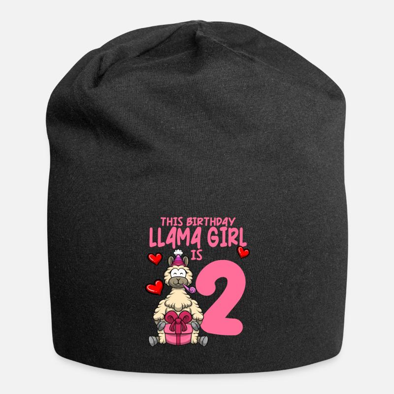 Lama Geburtstag 2. Geburtstag Party Alpaka Mädchen - Jersey-Beanie - Schwarz