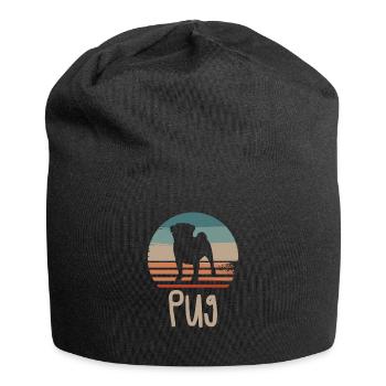 Vintage Retro Mops Möpse Hund Liebhaber - Jersey-Beanie - Schwarz - Vorne