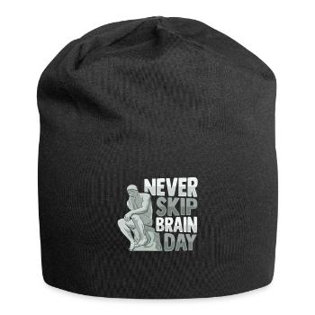 Never Skip Brain Day Design für einen - Jersey-Beanie - Schwarz - Vorne