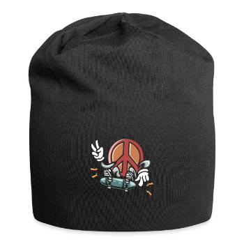 Skateboarder Peace Sign Skateboarding Peace Lover - Jersey Beanie - black - Front