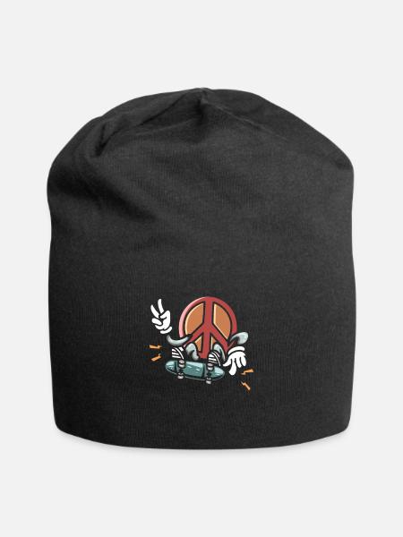 Skateboarder Peace Zeichen Skateboarding Peace - Jersey-Beanie - Schwarz