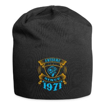 Awesome since 1971. Angel, angler's birthday - Jersey Beanie - black - Front