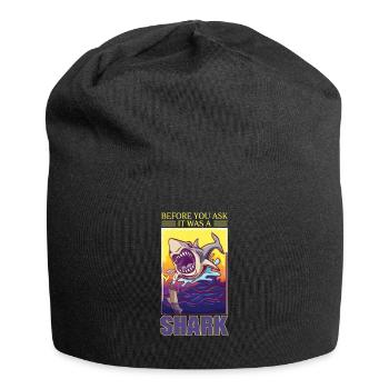Bevor Sie fragen: Es war ein amputierter Hai - Jersey-Beanie - Schwarz - Vorne