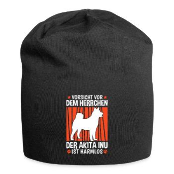 Vorsicht vor dem Herrchen Akita Inu - Jersey-Beanie - Schwarz - Vorne