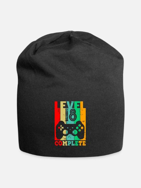 Niveau 18 Complet - Cadeau anniversaire 18 ans - Bonnet en jersey - noir