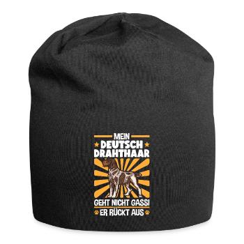 Deutsch Drahthaar Gassi gehen Jagdhund - Jersey-Beanie - Schwarz - Vorne
