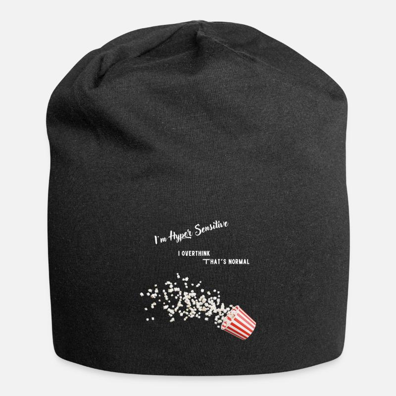 Überdenken - Jersey-Beanie - Schwarz