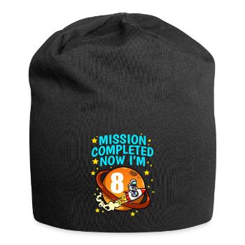 Space 8th Birthday Astronaut Planets Raketenschiff - Jersey-Beanie - Schwarz - Vorne