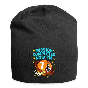Space Birthday 7 Astronaut Planeten Raketenschiff - Jersey-Beanie - Schwarz - Vorne