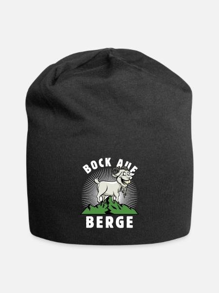 Bock auf Berge - Spruch - lustiges Wortspiel - Jersey-Beanie - Schwarz