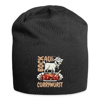 Bock auf Currywurst - Spruch - lustiges Wortspiel - Jersey-Beanie - Schwarz - Vorne