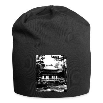 haruno japanese temple illustration japan - Jersey Beanie - black - Front