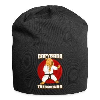 Capybara Taekwondo - Jersey-Beanie - Schwarz - Vorne