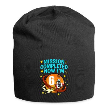 Space Birthday 6 Astronaut Planeten Raketenschiff - Jersey-Beanie - Schwarz - Vorne