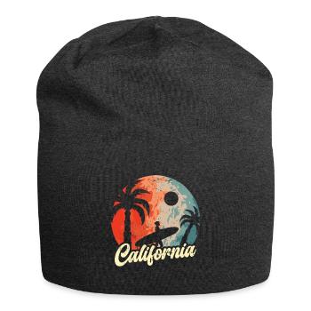 Kalifornische Sommersonne Palmen Strand Wasser - Jersey-Beanie - Anthrazit - Vorne