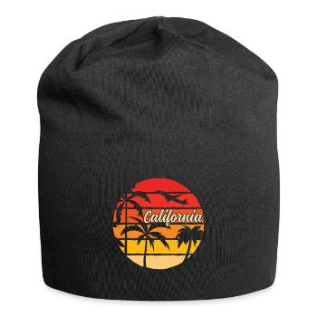 Kalifornische Sommersonne Palmen Strand Wasser - Jersey-Beanie - Schwarz - Vorne