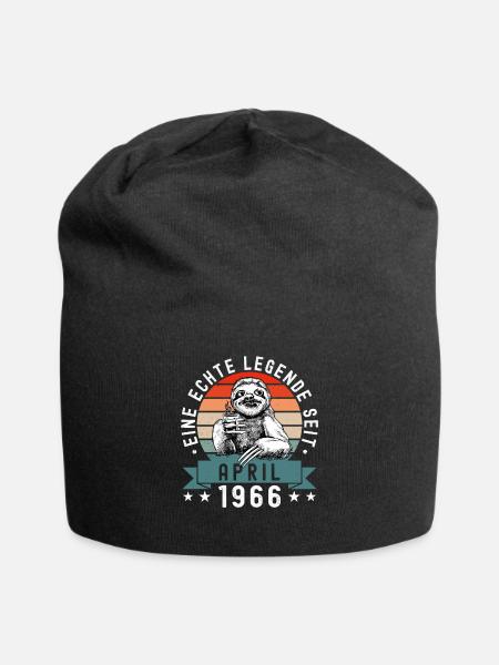 Faultier Geburtstag April 1966 Geboren Jahrgang - Jersey-Beanie - Schwarz