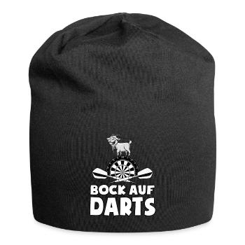 Bock auf Darts - Spruch - lustiges Wortspiel - Jersey-Beanie - Schwarz - Vorne