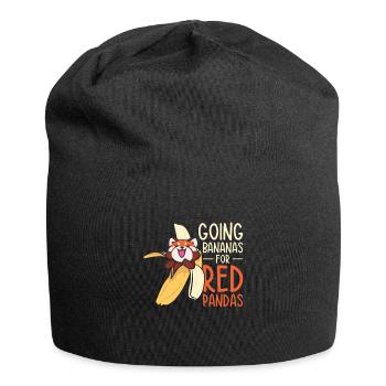 Cute Animal Red Panda Banana Fruit Wildlife Foodie - Jersey Beanie - black - Front