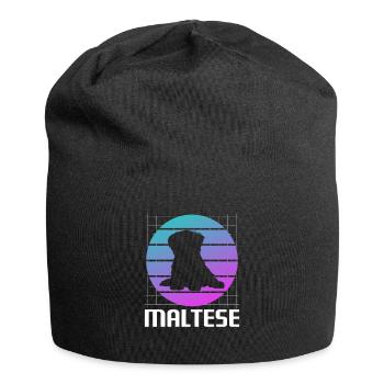 Amoureux des chiens maltais rétro - Bonnet en jersey - noir - Devant