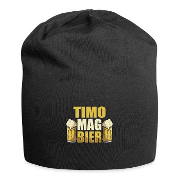 Timo mag Bier Name Geburtstag - Jersey-Beanie - Schwarz - Vorne