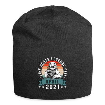 Faultier Geburtstag April 2021 Geboren Jahrgang - Jersey-Beanie - Anthrazit - Vorne
