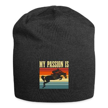 Show Jumping My Passion Is Retro Horseback Riding - Jersey Beanie - charcoal grey - Front
