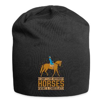 Saut d'obstacles Je ne peux pas vivre sans équitation - Bonnet en jersey - noir - Devant