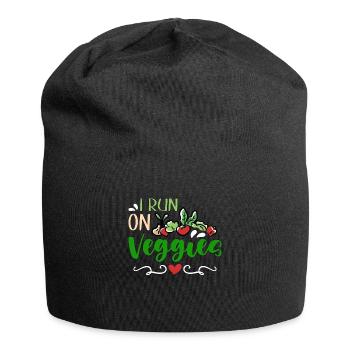 Vegan Diet I Run On Veggies Vegetarian Meat Free - Jersey Beanie - black - Front