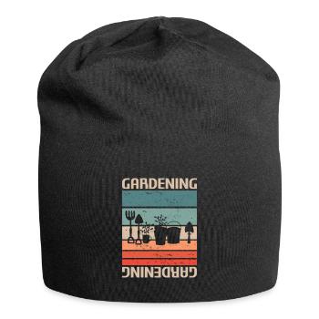 Retro Vintager klassischer im Garten arbeitender Garten-Gärtner - Jersey-Beanie - Schwarz - Vorne