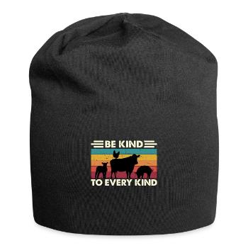 Vegan Diet Be Kind To Retro Meat Free Vegetarian - Jersey Beanie - black - Front
